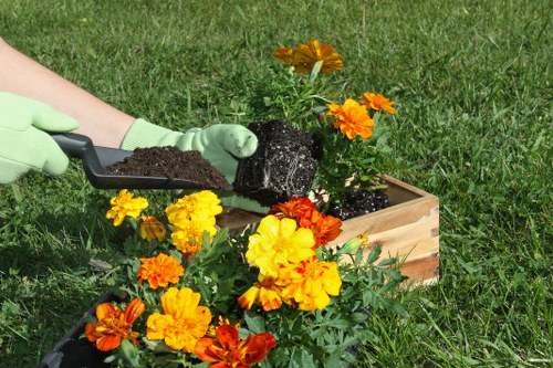 Garden maintenance booking and service confirmation concept